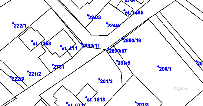 Parcela st. 202/2 v KÚ Dolní Bečva, Katastrální mapa