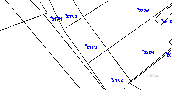 Parcela st. 217/3 v KÚ Dolní Bečva, Katastrální mapa
