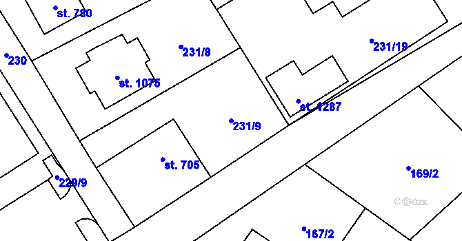 Parcela st. 231/9 v KÚ Dolní Bečva, Katastrální mapa