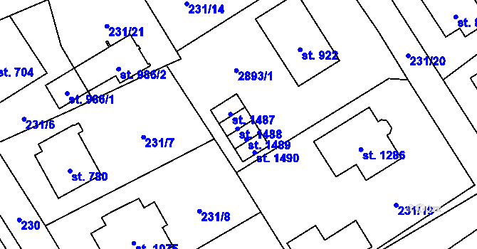 Parcela st. 231/16 v KÚ Dolní Bečva, Katastrální mapa