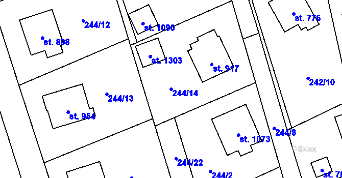 Parcela st. 244/14 v KÚ Dolní Bečva, Katastrální mapa