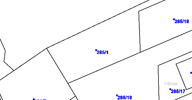 Parcela st. 285/1 v KÚ Dolní Bečva, Katastrální mapa