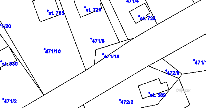 Parcela st. 471/18 v KÚ Dolní Bečva, Katastrální mapa