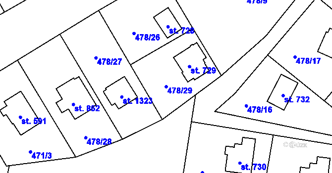 Parcela st. 478/29 v KÚ Dolní Bečva, Katastrální mapa