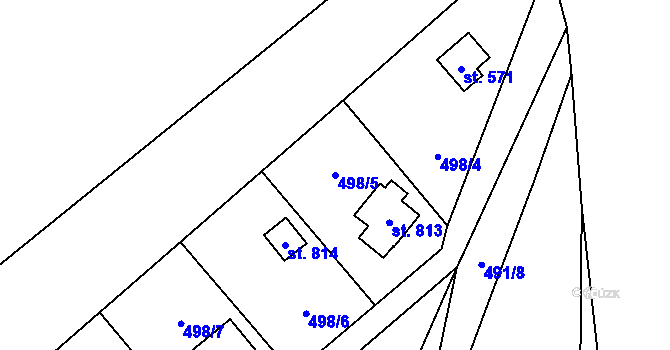 Parcela st. 498/5 v KÚ Dolní Bečva, Katastrální mapa