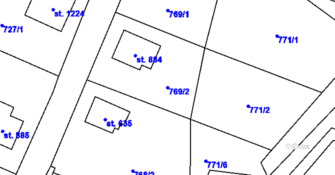 Parcela st. 769/2 v KÚ Dolní Bečva, Katastrální mapa
