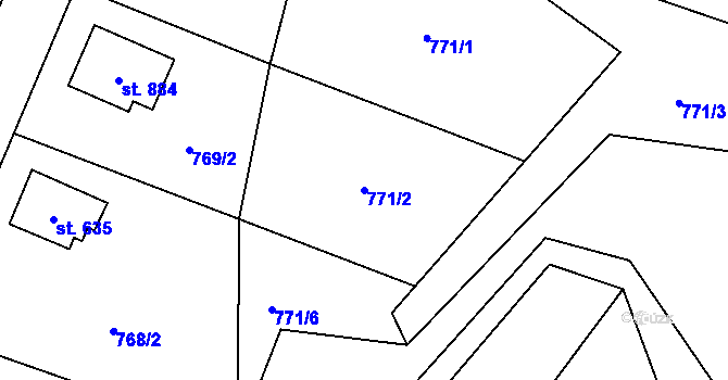 Parcela st. 771/2 v KÚ Dolní Bečva, Katastrální mapa