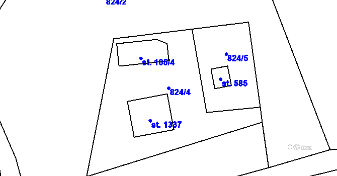 Parcela st. 824/4 v KÚ Dolní Bečva, Katastrální mapa