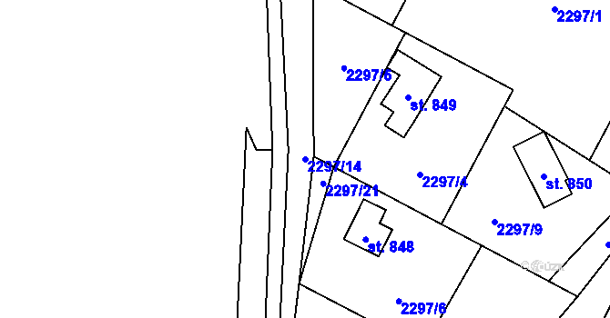Parcela st. 2297/14 v KÚ Dolní Bečva, Katastrální mapa