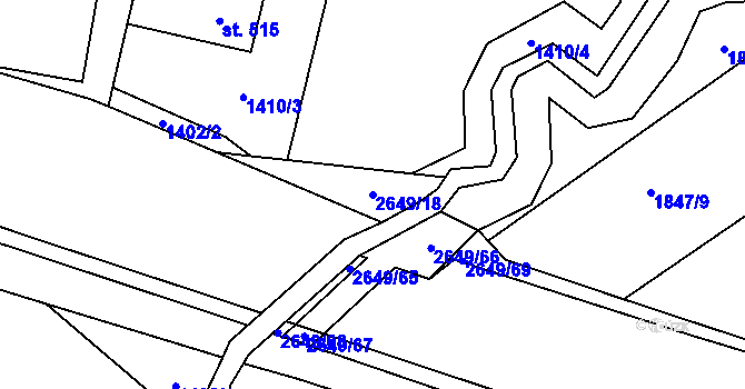 Parcela st. 2649/18 v KÚ Dolní Bečva, Katastrální mapa
