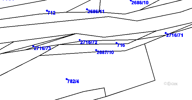 Parcela st. 2687/10 v KÚ Dolní Bečva, Katastrální mapa