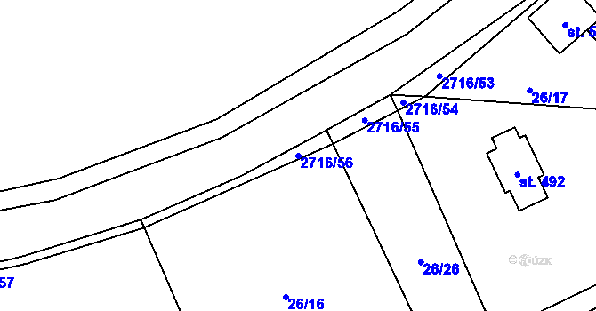 Parcela st. 2716/56 v KÚ Dolní Bečva, Katastrální mapa