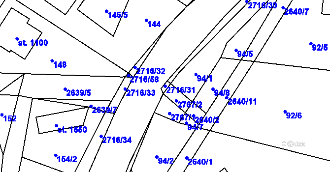 Parcela st. 2716/31 v KÚ Dolní Bečva, Katastrální mapa