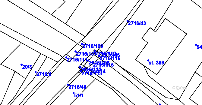 Parcela st. 2716/45 v KÚ Dolní Bečva, Katastrální mapa