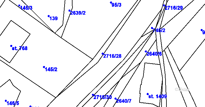 Parcela st. 2716/28 v KÚ Dolní Bečva, Katastrální mapa