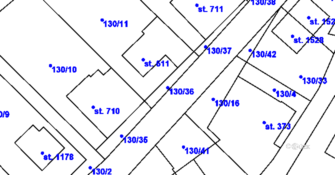 Parcela st. 130/36 v KÚ Dolní Bečva, Katastrální mapa