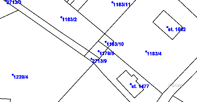 Parcela st. 1178/5 v KÚ Dolní Bečva, Katastrální mapa