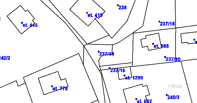 Parcela st. 237/14 v KÚ Dolní Bečva, Katastrální mapa