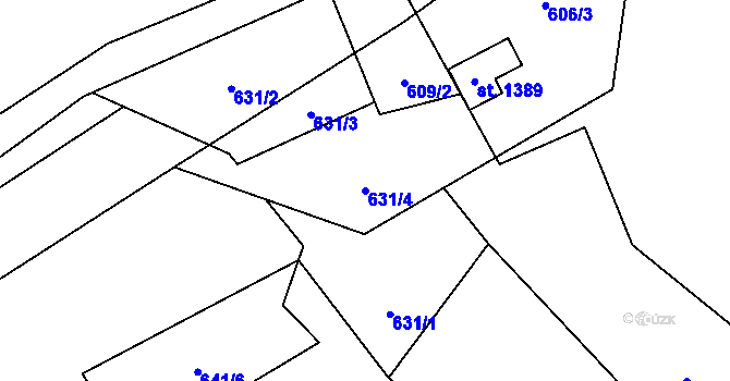 Parcela st. 631/4 v KÚ Dolní Bečva, Katastrální mapa