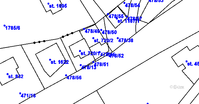 Parcela st. 478/45 v KÚ Dolní Bečva, Katastrální mapa