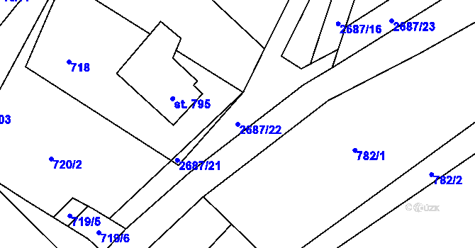 Parcela st. 2687/22 v KÚ Dolní Bečva, Katastrální mapa