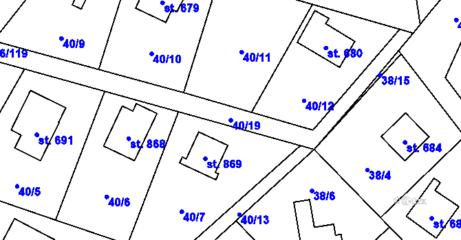 Parcela st. 40/19 v KÚ Dolní Bečva, Katastrální mapa