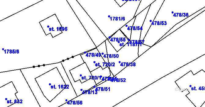 Parcela st. 478/50 v KÚ Dolní Bečva, Katastrální mapa