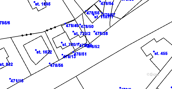 Parcela st. 478/52 v KÚ Dolní Bečva, Katastrální mapa