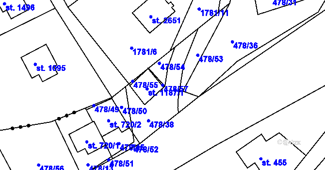 Parcela st. 478/57 v KÚ Dolní Bečva, Katastrální mapa