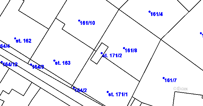 Parcela st. 171/2 v KÚ Dolní Bělá, Katastrální mapa