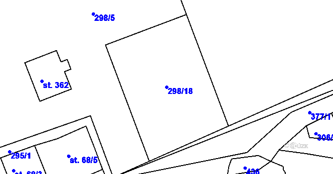 Parcela st. 298/18 v KÚ Dolní Bělá, Katastrální mapa