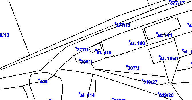 Parcela st. 379 v KÚ Dolní Bělá, Katastrální mapa