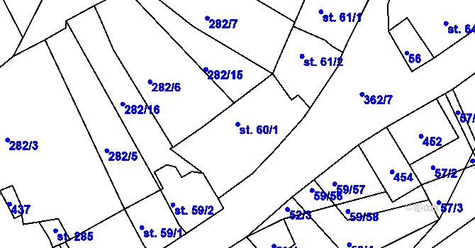 Parcela st. 60/1 v KÚ Dolní Bělá, Katastrální mapa