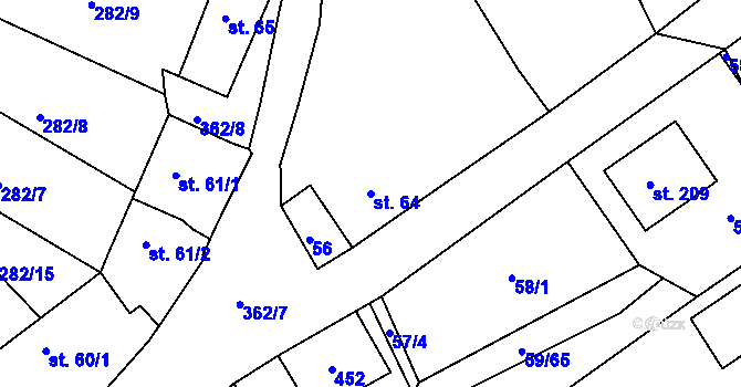 Parcela st. 64 v KÚ Dolní Bělá, Katastrální mapa
