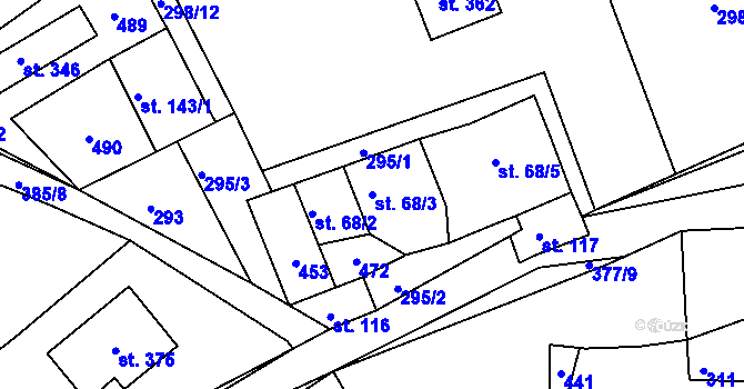 Parcela st. 68/3 v KÚ Dolní Bělá, Katastrální mapa