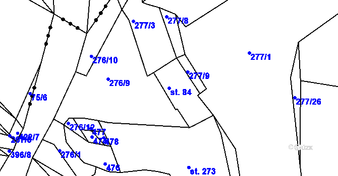 Parcela st. 84 v KÚ Dolní Bělá, Katastrální mapa