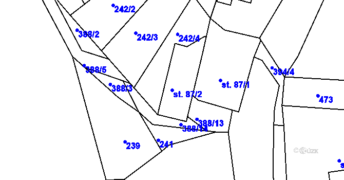Parcela st. 87/2 v KÚ Dolní Bělá, Katastrální mapa