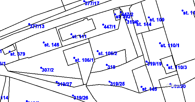 Parcela st. 106/2 v KÚ Dolní Bělá, Katastrální mapa