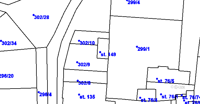 Parcela st. 149 v KÚ Dolní Bělá, Katastrální mapa