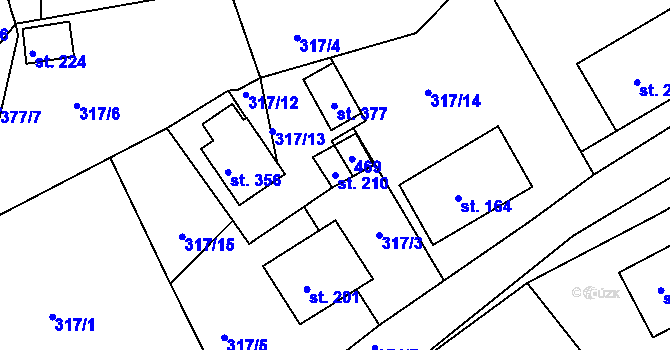 Parcela st. 210 v KÚ Dolní Bělá, Katastrální mapa