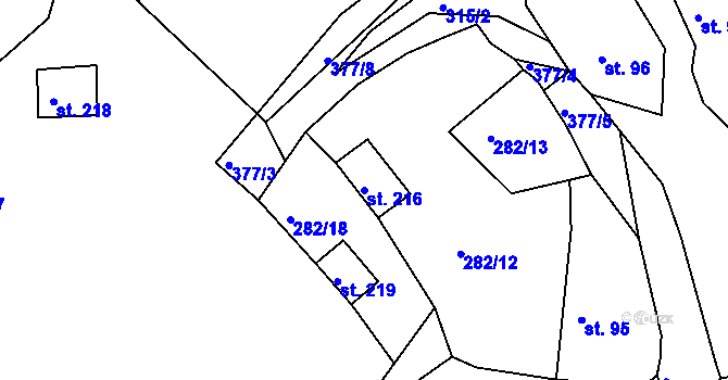 Parcela st. 216 v KÚ Dolní Bělá, Katastrální mapa