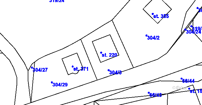 Parcela st. 220 v KÚ Dolní Bělá, Katastrální mapa