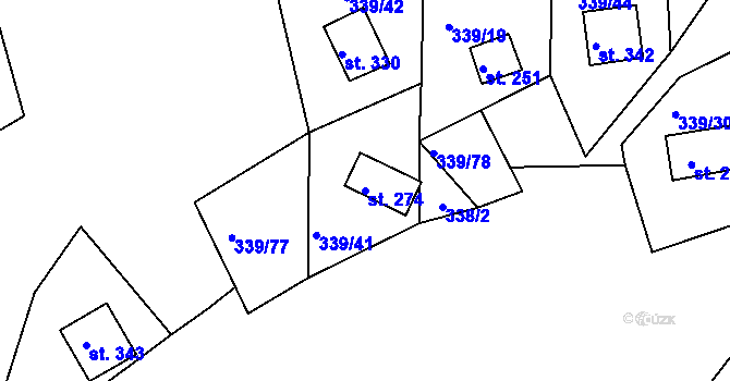 Parcela st. 274 v KÚ Dolní Bělá, Katastrální mapa