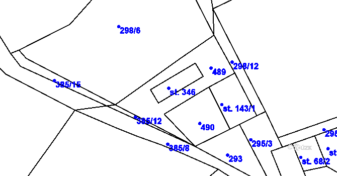 Parcela st. 346 v KÚ Dolní Bělá, Katastrální mapa