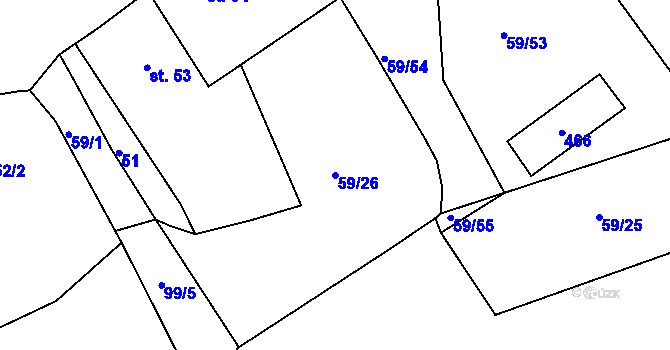 Parcela st. 59/26 v KÚ Dolní Bělá, Katastrální mapa