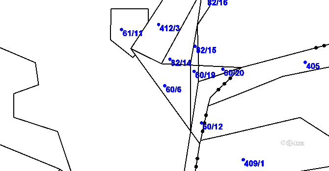 Parcela st. 60/6 v KÚ Dolní Bělá, Katastrální mapa