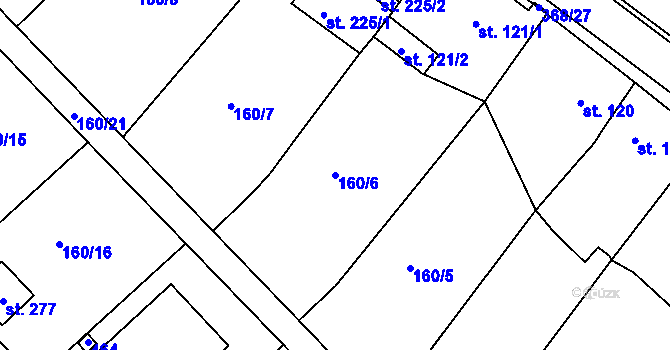 Parcela st. 160/6 v KÚ Dolní Bělá, Katastrální mapa