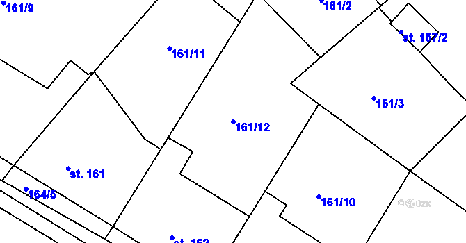 Parcela st. 161/12 v KÚ Dolní Bělá, Katastrální mapa