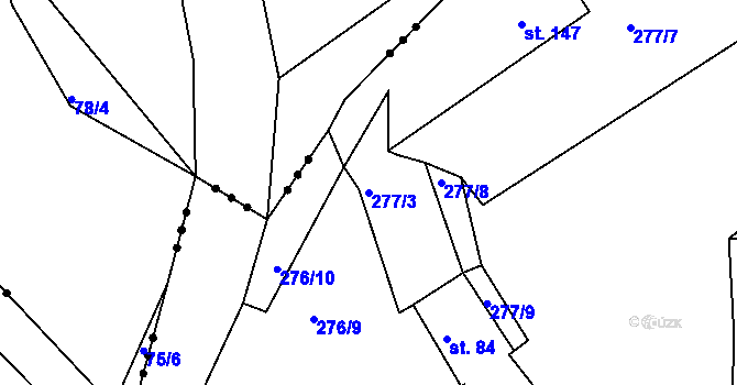 Parcela st. 277/3 v KÚ Dolní Bělá, Katastrální mapa