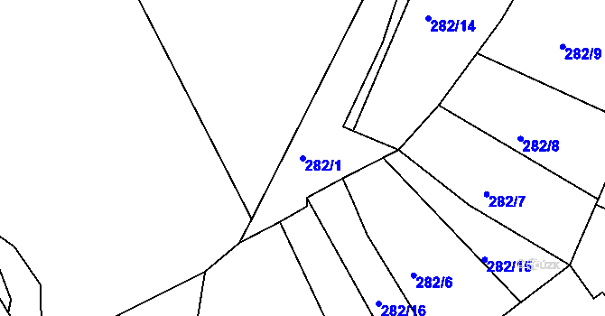 Parcela st. 282/1 v KÚ Dolní Bělá, Katastrální mapa
